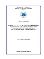 Nghiên cứu các yếu tố ảnh hưởng đến hành vi dự định của người dân trong hoạt động phân loại chất thải rắn sinh hoạt tại huyện bàu bàng, tỉnh bình dương 