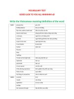 Vocabulary test (unit 1   unit 5)x 