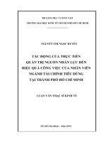 Tác động của thực tiễn quản trị nguồn nhân lực đến hiệu quả công việc của nhân viên ngành tài chính tiêu dùng tại thành phố hồ chí minh 