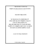 Sự tham gia của nhóm phụ nữ sinh sống trên địa bàn phường 5 quận 3 vào các hoạt động của hội liên hiệp phụ nữ tp  hồ chí minh  nghiên cứu trường hợp cuộc vận động xây dựng gia đình 5 không 3 sạch 