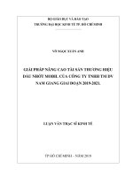 Giải pháp nâng cao tài sản thương hiệu dầu nhớt mobil của công ty TNHH TM DV nam giang giai đoạn 2019  2021 