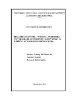 The effects of pre writing activities on the grade 11 students motivation in writing at ham rong high school 