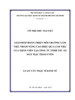 Giải pháp hoàn thiện môi trường làm việc nhằm nâng cao hiệu quả làm việc của nhân viên tại công ty TNHH TM   SX may mặc thảo uyên 