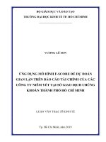 Ứng dụng mô hình f SCORE để dự đoán gian lận trên báo cáo tài chính của các công ty niêm yết tại sở giao dịch chứng khoán thành phố hồ chí minh 