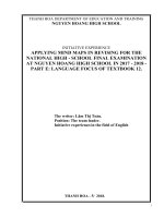 APPLYING MIND MAPS IN REVISING FOR THE NATIONAL HIGH   SCHOOL FINAL EXAMINATION AT NGUYEN HOANG HIGH SCHOOL IN 