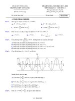 Đề kiểm tra ĐS> 11 chương 1 năm 2019 2020 trường tân lược vĩnh long 