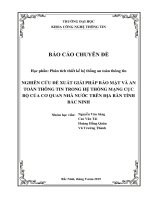 Nghiên cứu đề xuất giải pháp bảo mật và an toàn thông tin cho hệ thống mạng cục bộ của cơ quan nhà nước trên địa bàn tỉnh bắc ninh