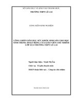 Lồng ghép giáo dục sức khỏe sinh sản cho học sinh lớp 11c4 thông qua công tác chủ nhiệm ở trường THPT lê lai 