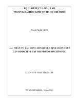 Các nhân tố tác động đến quyết định chọn thuê căn hộ dịch vụ tại thành phố hồ chí minh 