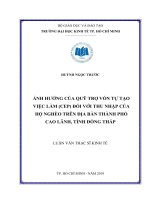 Ảnh hưởng của quỹ trợ vốn tự tạo việc làm (CEP) đối với thu nhập của hộ nghèo trên địa bàn thành phố cao lãnh, tỉnh đồng tháp 