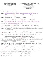 Đề kiểm tra lần 2 HK1 toán 11 năm 2019 2020 trường nguyễn khuyến bình phước 
