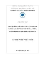 Corporate fraud in the vietnam upcom stock market  a case study of the central mining, mineral exporting and importing company 