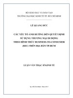 Các yếu tố ảnh hưởng đến quyết định  sử dụng thương mại di động  theo hình thức business to consumer (b2c) trên địa bàn TP HCM 