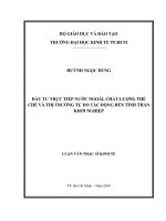 Đầu tư trực tiếp nước ngoài, chất lượng thể chế và thị trường tự do tác động đến tinh thần khởi nghiệp 