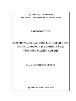 Giải pháp nâng cao động lực làm việc của người lao động tại bảo hiểm xã hội tỉnh đồng nai đến năm 2025 