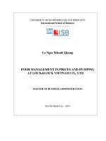 Poor management in prices and dumping at locklock vietnam co , ltd 