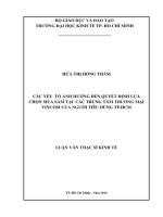 Các yếu tố ảnh hưởng đến quyết định lựa chọn mua sắm tại các TTTM vincom của người tiêu dùng tp  hồ chí minh 