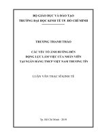 Các yếu tố ảnh hưởng đến động lực làm việc của nhân viên tại ngân hàng TMCP việt nam thương tín 