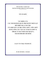 Tác động của các thành phần quản trị nguồn nhân lực đến hiệu quả làm việc của đội ngũ cán bộ, công chức, viên chức đang công tác tại các cơ quan, 
