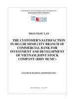 The customer’s satisfaction in ho chi minh city branch of commercial bank for investment and development of vietnam joint stock company (BIDV HCM) 