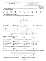 Đề kiểm tra giải tích 12 chương 1 năm 2019 2020 trường triệu quang phục hưng yên 