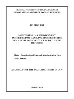 Theo dõi thi hành pháp luật trong lĩnh vực xử lý vi phạm hành chính từ thực tiễn các tỉnh tây nam bộ tt tiếng anh 