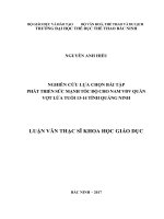 Luận văn thạc sỹ - Nghiên cứu bài tập phát triển sức mạnh tốc độ cho nam VĐV Quần Vợt lứa tuổi 13-14 tỉnh Quảng Ninh