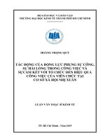 Tác động của động lực phụng sự công, sự hài lòng trong công việc và sự cam kết với tổ chức đến hiệu quả công việc của viên chức tại cơ sở xã hội nhị xuân 