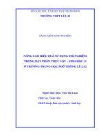 Nâng cao hiệu quả sử dụng thí nghiệm trong dạy học phần thực vật   sinh học 11 ở trường trung học phổ thông l 