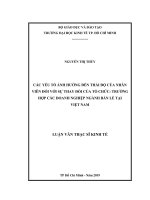 Các yếu tố ảnh hưởng đến thái độ của nhân viên đối với sự thay đổi của tổ chức  trường hợp các doanh nghiệp ngành bán lẻ tại việt nam 