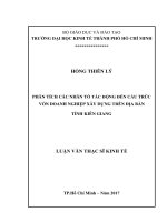 Phân tích các nhân tố tác động đến cấu trúc vốn doanh nghiệp xây dựng trên địa bàn tỉnh kiên giang 