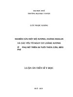 Nghiên cứu mật độ xương, kháng insulin và các yếu tố nguy cơ loãng xương ở phụ nữ trên 45 tuổi thừa cân, béo phì 