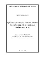 Tập trung ruộng đất để phát triển nông nghiệp công nghệ cao ở tỉnh Thái Bình