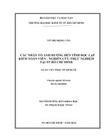 Các nhân tố ảnh hưởng đến tính độc lập kiểm toán viên   nghiên cứu thực nghiệm tại TP  hồ chí minh 