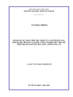 Đánh giá sự thay đổi thu nhập của người dân sau khi bị thu hồi đất tại khu công nghiệp đức hòa III trên địa bàn huyện đức hòa, tỉnh long an 
