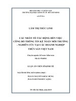 Các nhân tố tác động đến việc công bố thông tin kế toán môi trường   nghiên cứu tại các doanh nghiệp thủy sản việt nam 