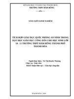 TÍCH hợp GIÁO dục QUỐC PHÒNG AN NINH TRONG dạy học GIÁO dục CÔNG dân CHO học SINH lớp 10   11 TRƯỜNG THPT hàm RỒNG THÀNH PHỐ THANH hóa 