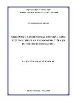 Nghiên cứu vấn đề nợ xấu các ngân hàng việt nam, thái lan và indonesia tiếp cận từ góc độ rủi ro đạo đức 