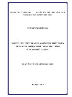 Nghiên cứu thực trạng và giải pháp phát triển thể chất cho học sinh Trung học cơ sở ở Thành phố Cà Mau