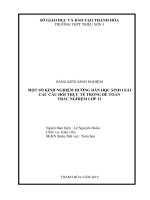 Một số kinh nghiệm hướng dẫn học sinh giải các câu hỏi thực tế trong đề toán trắc nghiệm lớp 12 