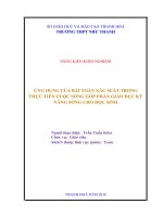 Ứng dụng của bài toán xác suất trong thực tiễn cuộc sống góp phần giáo dục kỹ năng sống cho học sinh 