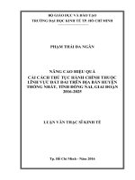 Nâng cao hiệu quả cải cách thủ tục hành chính thuộc lĩnh vực đất đai trên địa bàn huyện thống nhất, tỉnh đồng nai, giai đoạn 2016 2025 