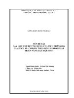Dạy học chủ đề ứng dụng của tích phân (SGK giải tích 12   cơ bản) theo định hướng phát triển năng lực học sin 