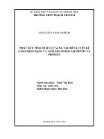 Phát huy tính tích cực sáng tạo, rèn luyện kĩ năng phân dạng và giải nhanh bài tập peptit và protein 