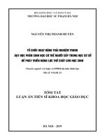 Tổ chức hoạt động trải nghiệm trong dạy học phần sinh học cơ thể người cấp THCS để phát triển năng lực thể chất cho học sinh (tt) 