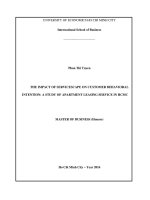 The impact of servicescape on customer behavioral intention  a study of apartment leasing service in HCMC 