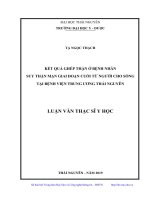 (Luận văn thạc sĩ) Kết quả ghép thận ở bệnh nhân suy thận mạn giai đoạn cuối từ người cho sống tại Bệnh viện Trung ương Thái Nguyên