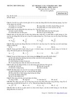 Đề KSCL THPT quốc gia 2020 lần 1 môn vật lý trường đồng đậu – vĩnh phúc 