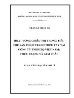 Hoạt động chiêu thị sản phẩm tranh thêu tay tại công ty TNHH XQ việt nam  thực trạng và giải pháp 