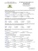 Đề khảo sát lần 2 tiếng anh 12 năm 2018 – 2019 trường thuận thành 1 – bắc ninh 